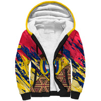 Colombia Sherpa Hoodie Colombian Tribal Seamless Patterns - Wonder Print Shop