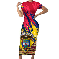 Colombia Short Sleeve Bodycon Dress Colombian Tribal Seamless Patterns - Wonder Print Shop