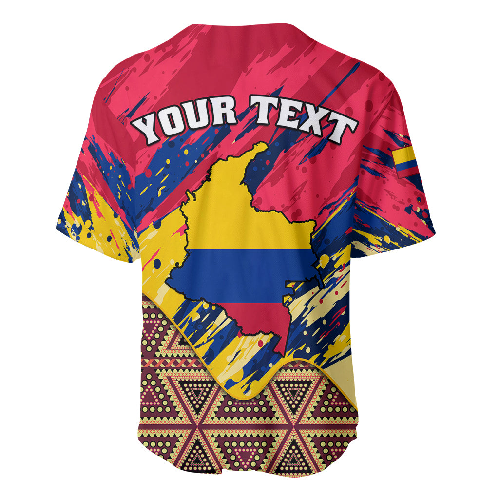 Personalised Colombia Baseball Jersey Colombian Tribal Seamless Patterns - Wonder Print Shop