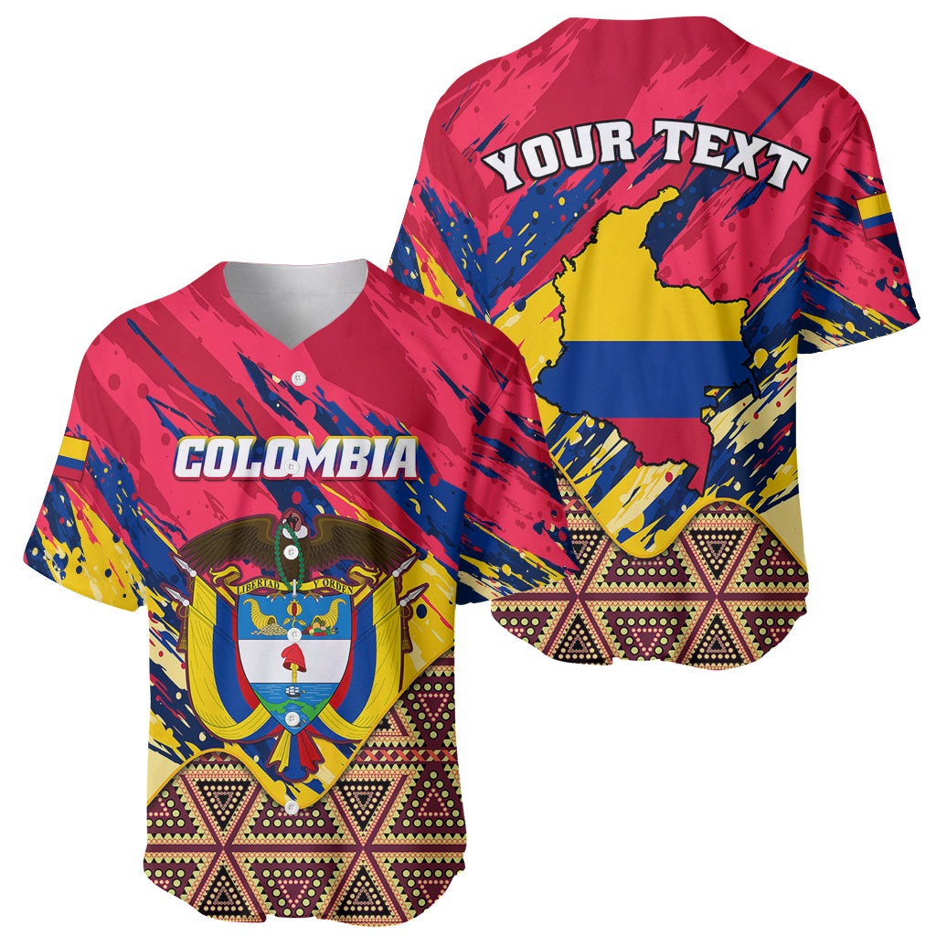Personalised Colombia Baseball Jersey Colombian Tribal Seamless Patterns - Wonder Print Shop