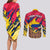 Personalised Colombia Couples Matching Long Sleeve Bodycon Dress and Long Sleeve Button Shirts Colombian Tribal Seamless Patterns - Wonder Print Shop