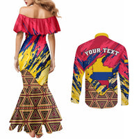 personalised-colombia-couples-matching-mermaid-dress-and-long-sleeve-button-shirts-colombian-tribal-seamless-patterns