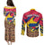 Personalised Colombia Couples Matching Puletasi Dress and Long Sleeve Button Shirts Colombian Tribal Seamless Patterns - Wonder Print Shop