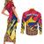 Personalised Colombia Couples Matching Short Sleeve Bodycon Dress and Long Sleeve Button Shirts Colombian Tribal Seamless Patterns - Wonder Print Shop