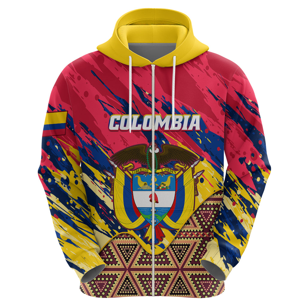Personalised Colombia Hoodie Colombian Tribal Seamless Patterns - Wonder Print Shop