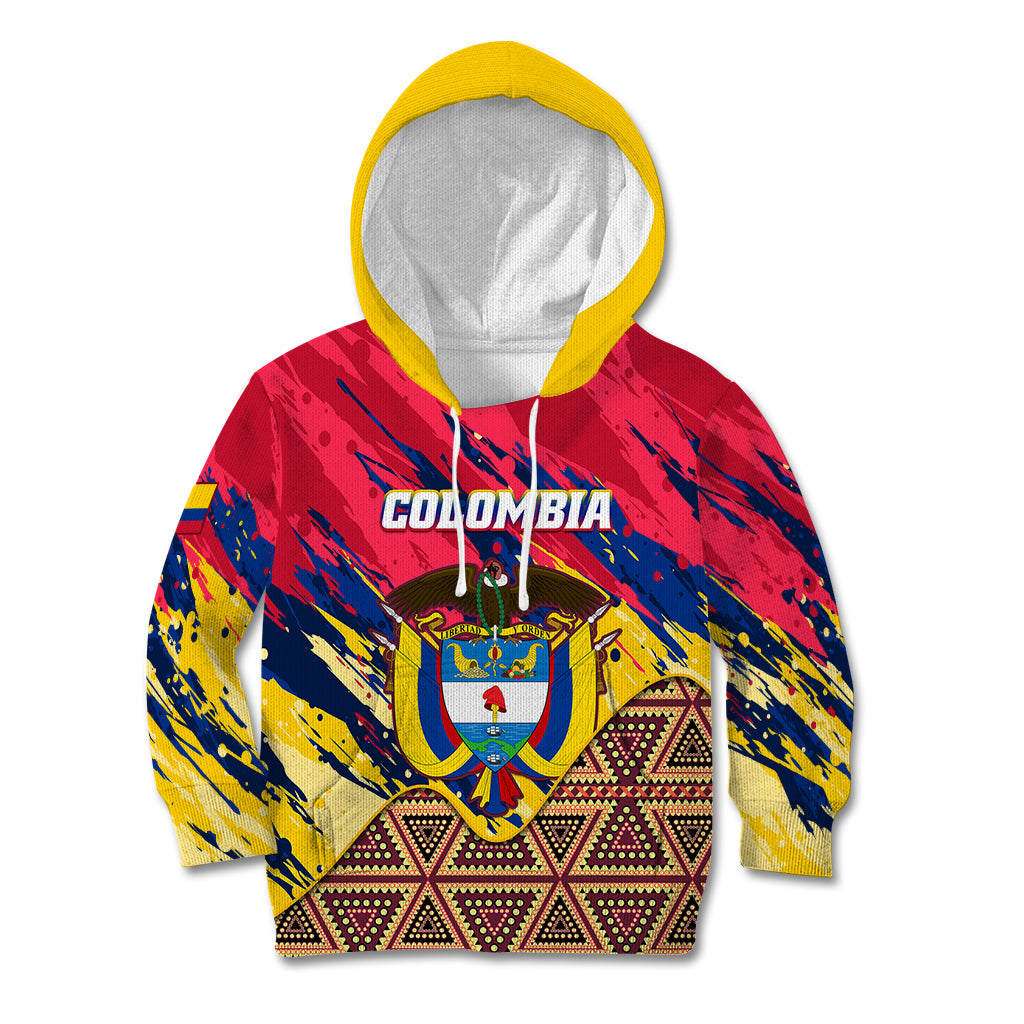 Personalised Colombia Kid Hoodie Colombian Tribal Seamless Patterns - Wonder Print Shop