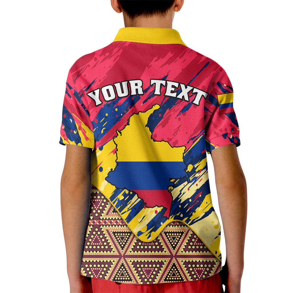 Personalised Colombia Kid Polo Shirt Colombian Tribal Seamless Patterns - Wonder Print Shop