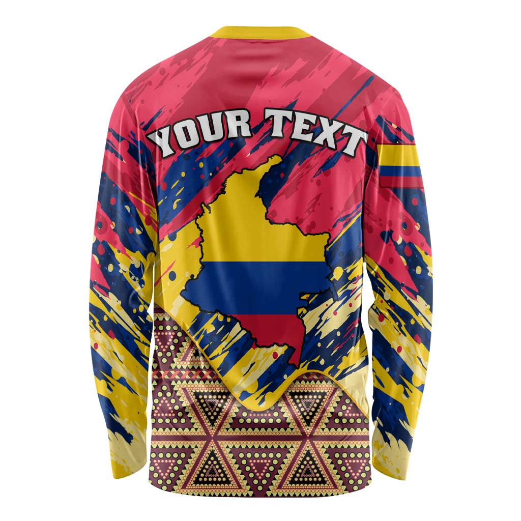 Personalised Colombia Long Sleeve Shirt Colombian Tribal Seamless Patterns LT01