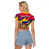 Personalised Colombia Raglan Cropped T Shirt Colombian Tribal Seamless Patterns - Wonder Print Shop