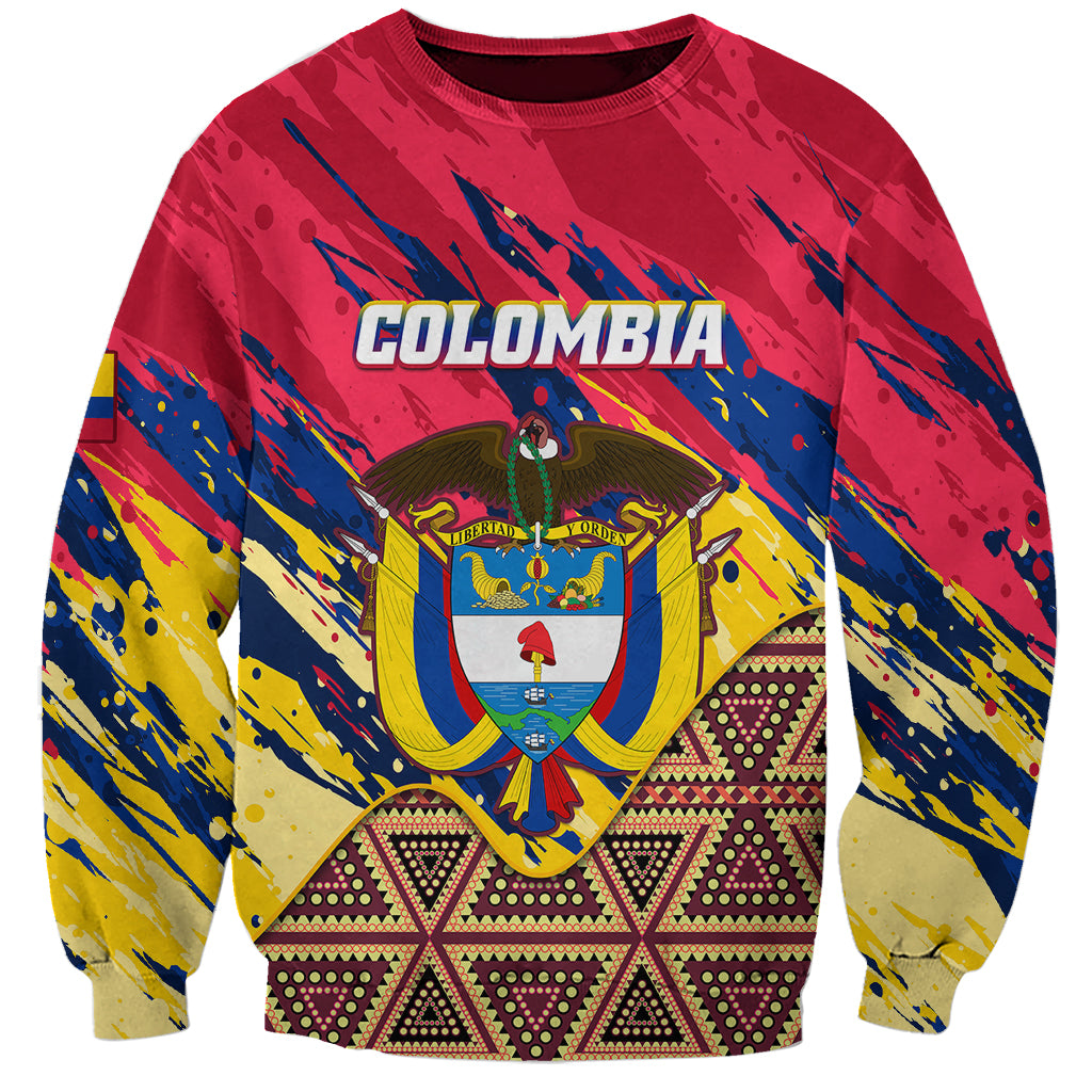 Personalised Colombia Sweatshirt Colombian Tribal Seamless Patterns - Wonder Print Shop