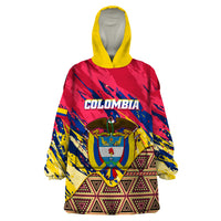 Personalised Colombia Wearable Blanket Hoodie Colombian Tribal Seamless Patterns - Wonder Print Shop