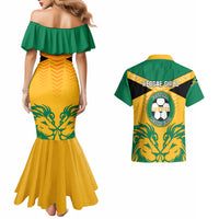 Jamaica Football Couples Matching Mermaid Dress And Hawaiian Shirt Reggae Girlz Lion Sporty Style - Wonder Print Shop