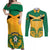 Jamaica Football Couples Matching Off Shoulder Maxi Dress and Long Sleeve Button Shirts Reggae Girlz Lion Sporty Style - Wonder Print Shop