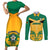 Jamaica Football Couples Matching Short Sleeve Bodycon Dress and Long Sleeve Button Shirts Reggae Girlz Lion Sporty Style - Wonder Print Shop