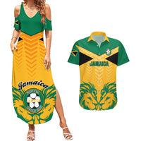 Jamaica Football Couples Matching Summer Maxi Dress and Hawaiian Shirt Reggae Girlz Lion Sporty Style - Wonder Print Shop