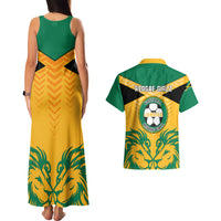 Jamaica Football Couples Matching Tank Maxi Dress And Hawaiian Shirt Reggae Girlz Lion Sporty Style - Wonder Print Shop