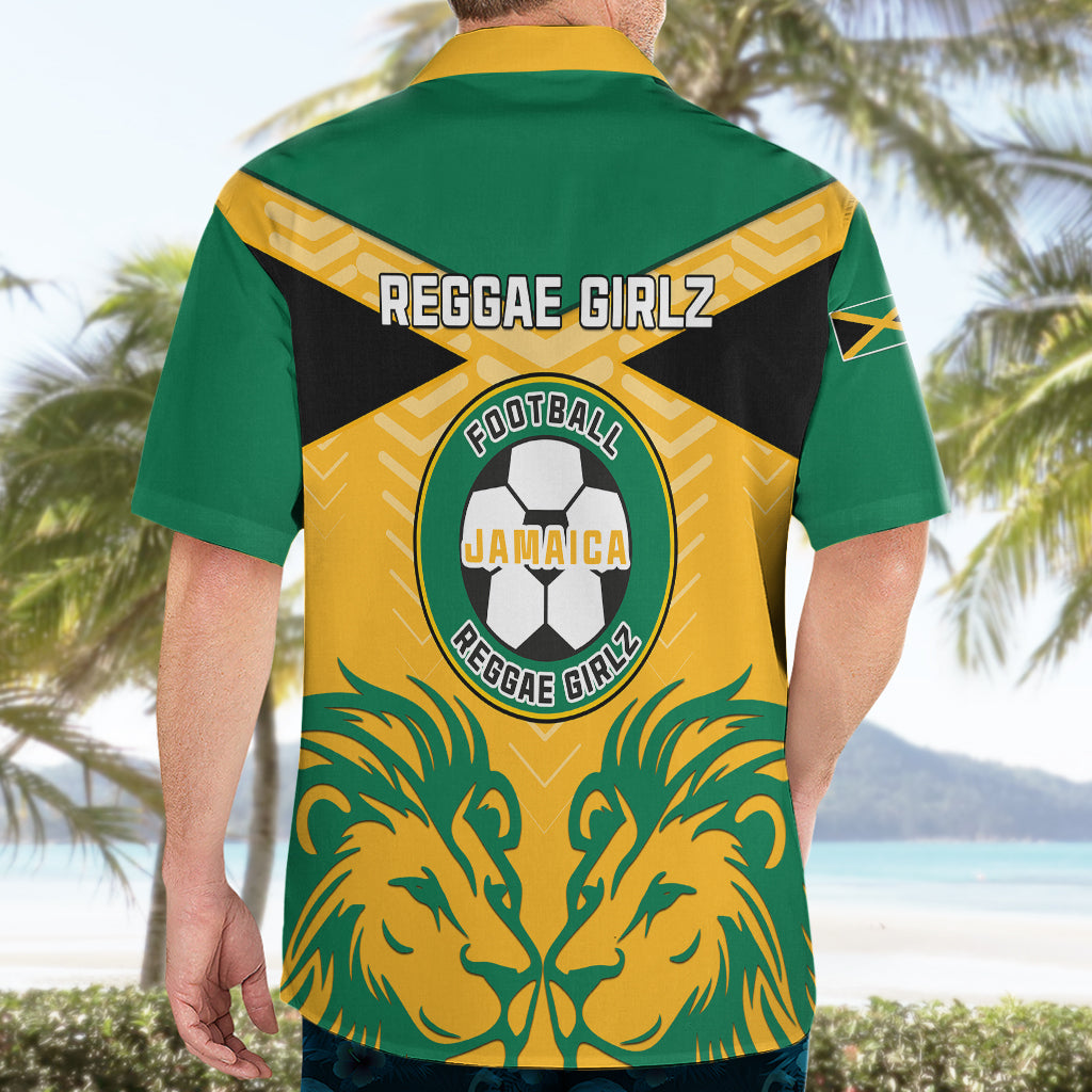 Jamaica Football Hawaiian Shirt Reggae Girlz Lion Sporty Style - Wonder Print Shop