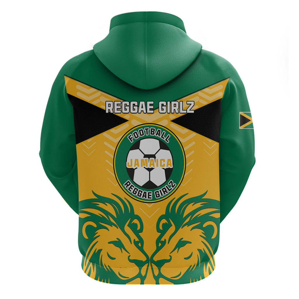 Jamaica Football Hoodie Reggae Girlz Lion Sporty Style - Wonder Print Shop