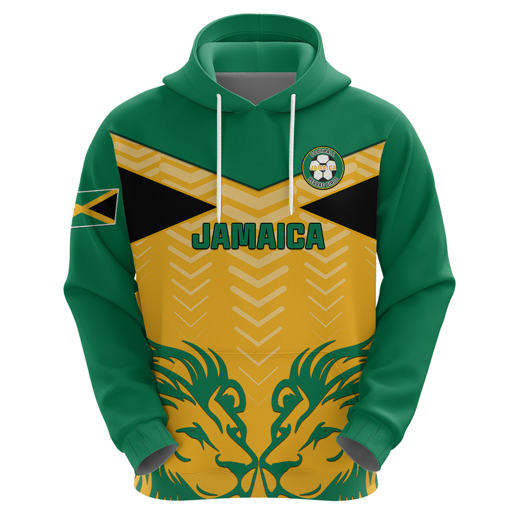 Jamaica Football Hoodie Reggae Girlz Lion Sporty Style - Wonder Print Shop