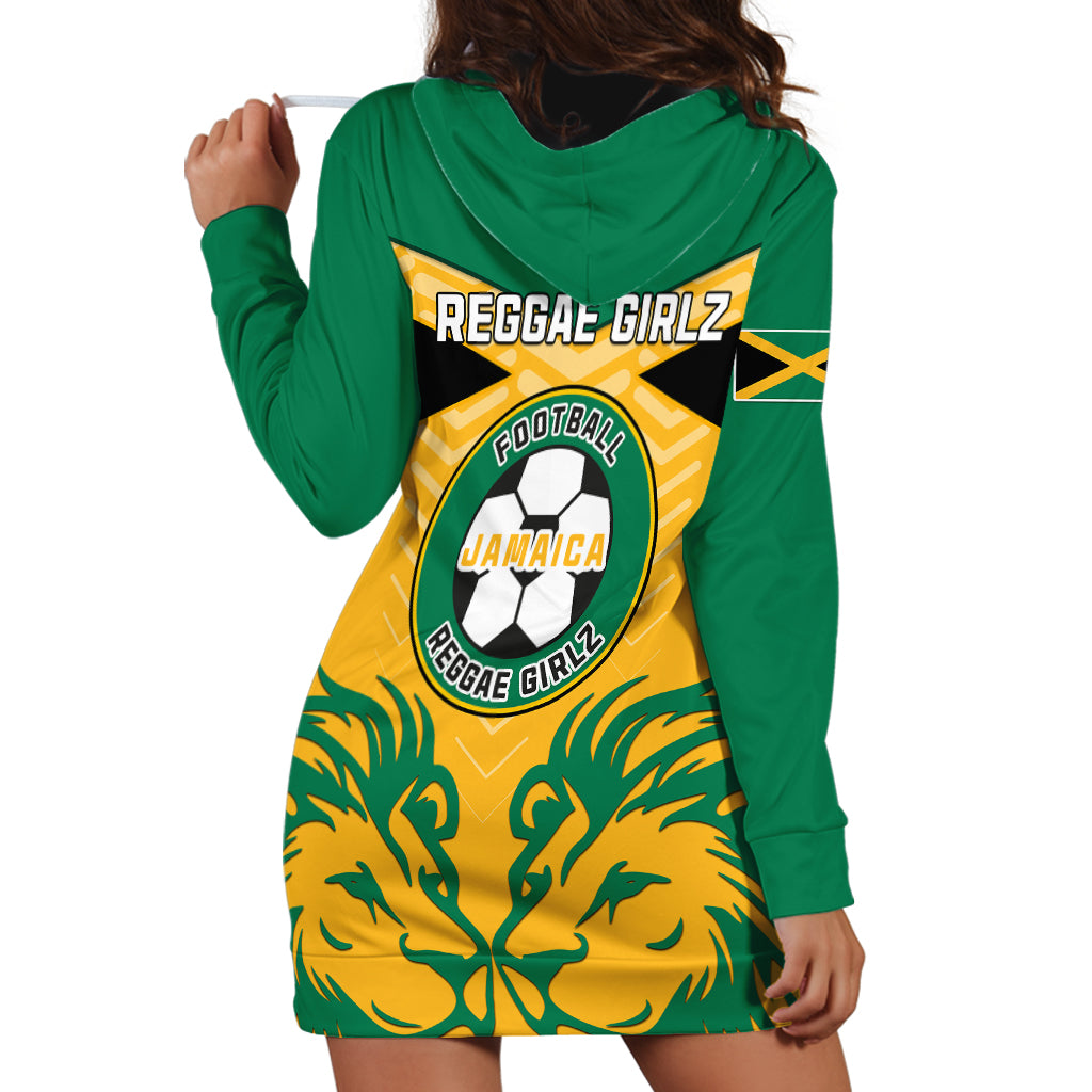 Jamaica Football Hoodie Dress Reggae Girlz Lion Sporty Style - Wonder Print Shop