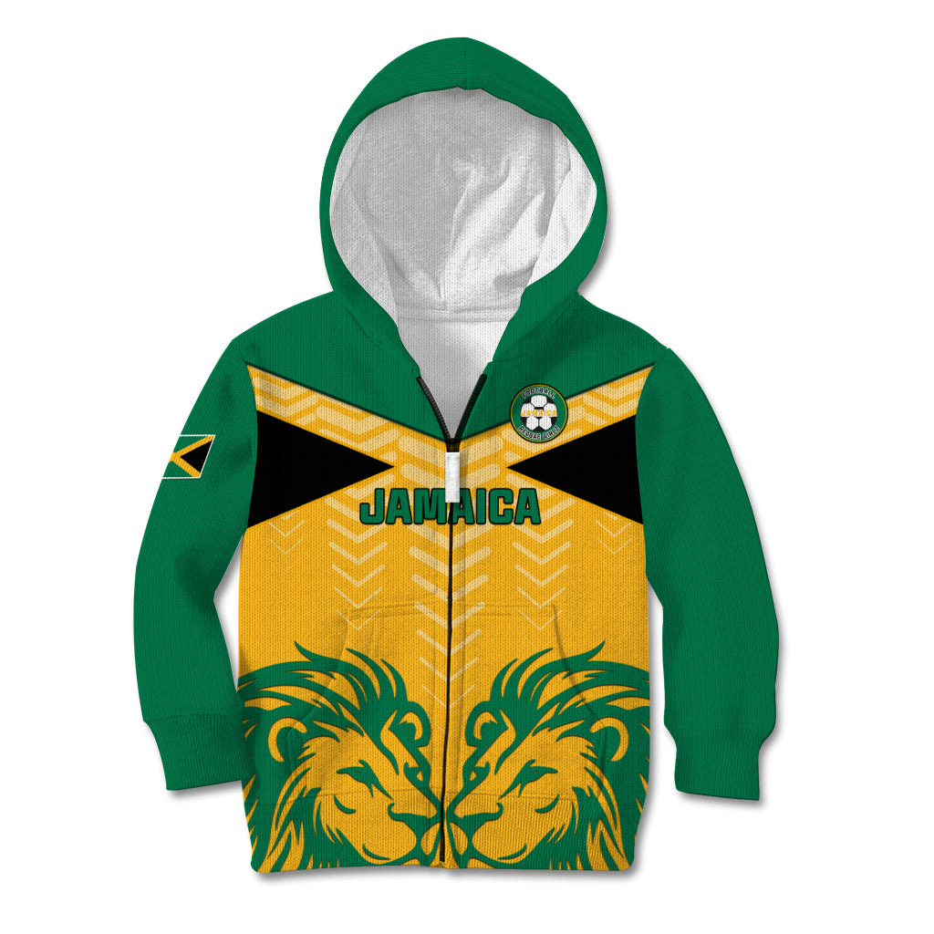 Jamaica Football Kid Hoodie Reggae Girlz Lion Sporty Style - Wonder Print Shop