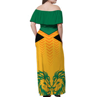 Jamaica Football Off Shoulder Maxi Dress Reggae Girlz Lion Sporty Style - Wonder Print Shop