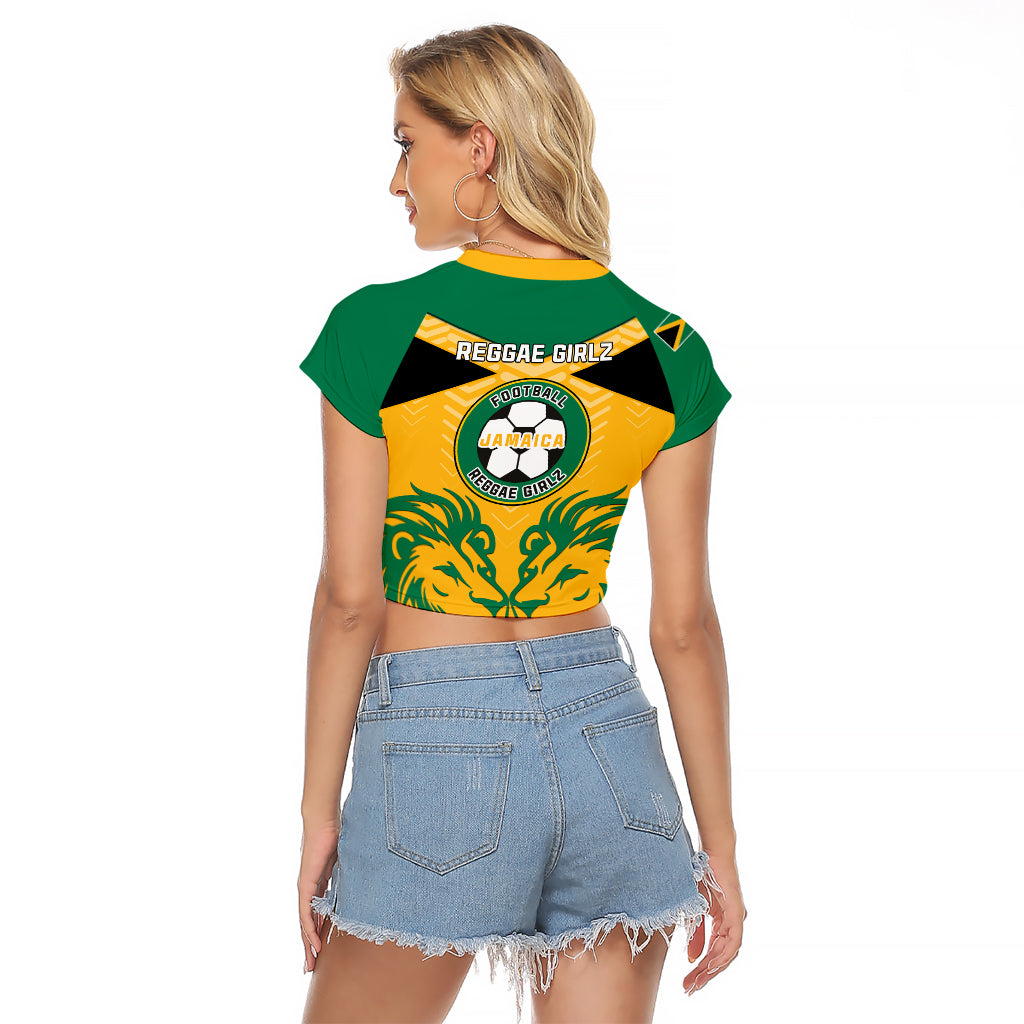 Jamaica Football Raglan Cropped T Shirt Reggae Girlz Lion Sporty Style - Wonder Print Shop