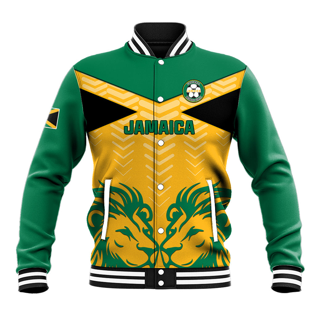Personalised Jamaica Football Baseball Jacket Reggae Girlz Lion Sporty Style - Wonder Print Shop
