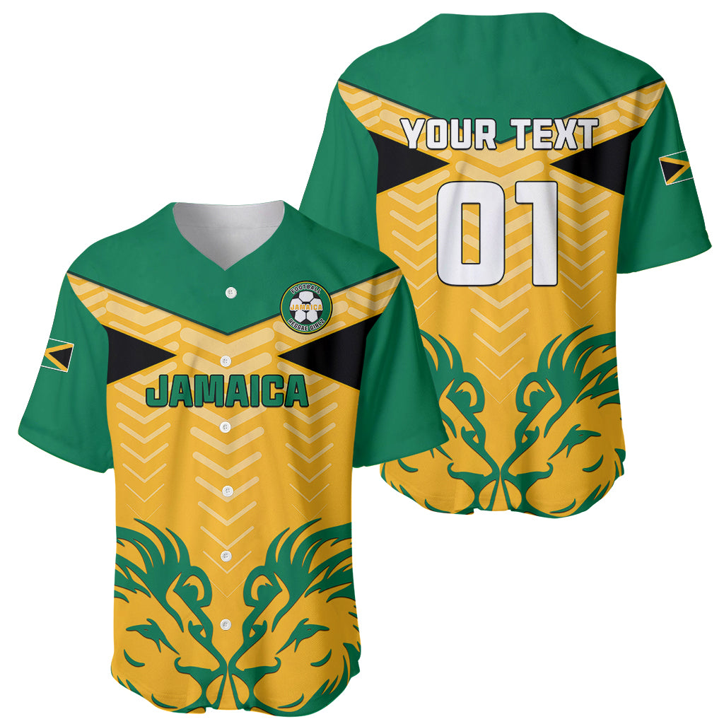 Personalised Jamaica Football Baseball Jersey Reggae Girlz Lion Sporty Style - Wonder Print Shop