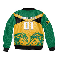Personalised Jamaica Football Bomber Jacket Reggae Girlz Lion Sporty Style - Wonder Print Shop