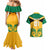 Personalised Jamaica Football Couples Matching Mermaid Dress And Hawaiian Shirt Reggae Girlz Lion Sporty Style - Wonder Print Shop