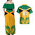 Personalised Jamaica Football Couples Matching Off Shoulder Maxi Dress and Hawaiian Shirt Reggae Girlz Lion Sporty Style - Wonder Print Shop