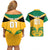 Personalised Jamaica Football Couples Matching Off Shoulder Short Dress and Hawaiian Shirt Reggae Girlz Lion Sporty Style - Wonder Print Shop
