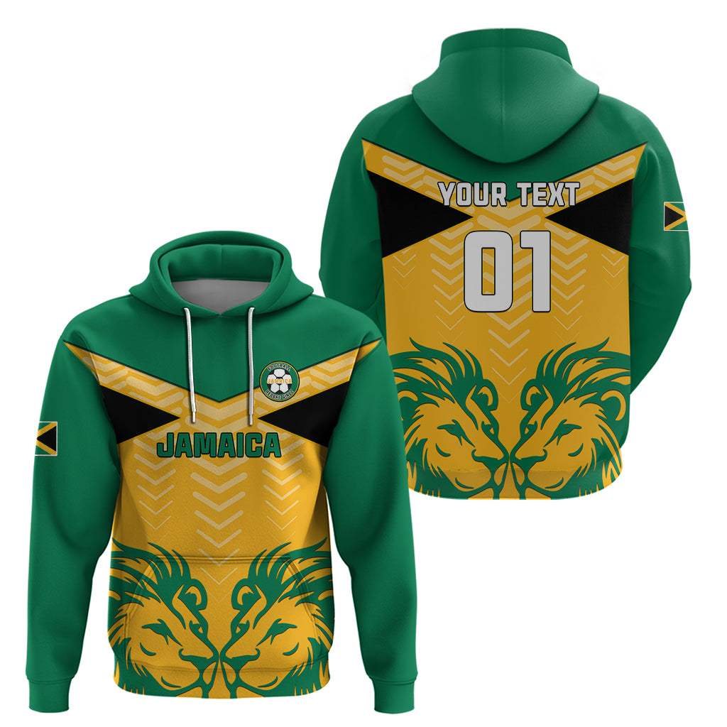 Personalised Jamaica Football Hoodie Reggae Girlz Lion Sporty Style - Wonder Print Shop