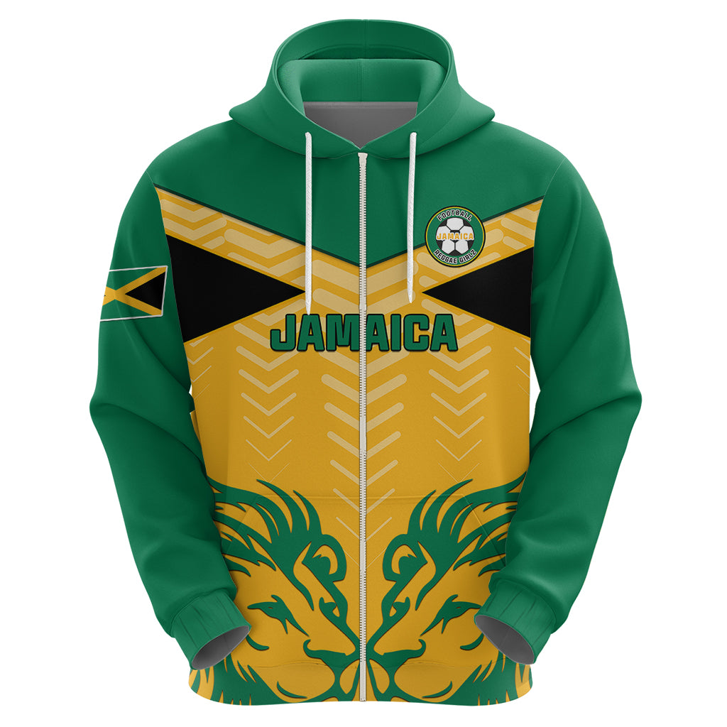 Personalised Jamaica Football Hoodie Reggae Girlz Lion Sporty Style - Wonder Print Shop