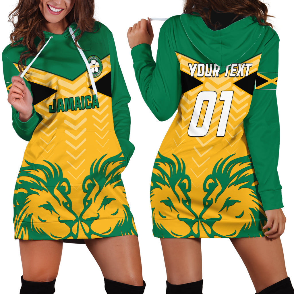 Personalised Jamaica Football Hoodie Dress Reggae Girlz Lion Sporty Style - Wonder Print Shop