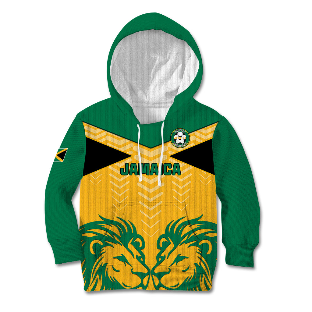 Personalised Jamaica Football Kid Hoodie Reggae Girlz Lion Sporty Style - Wonder Print Shop