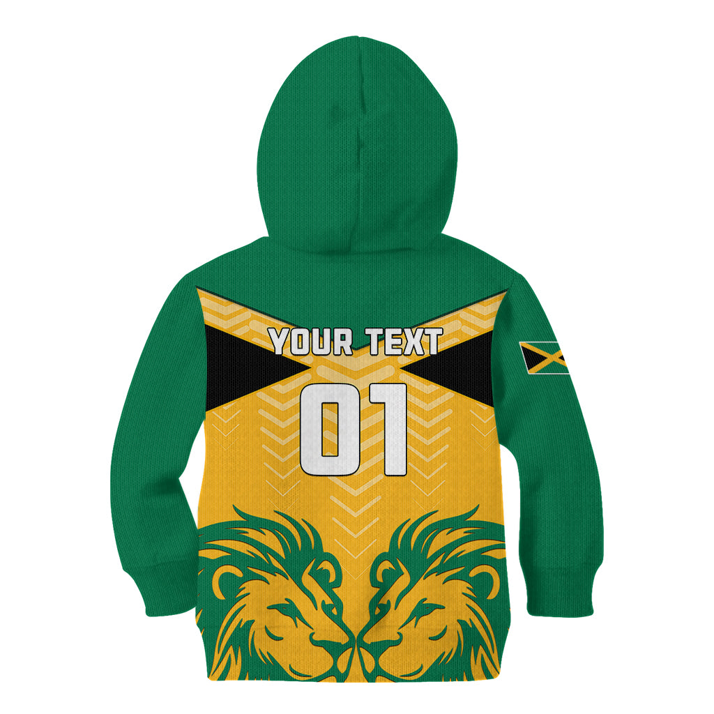 Personalised Jamaica Football Kid Hoodie Reggae Girlz Lion Sporty Style - Wonder Print Shop
