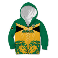 Personalised Jamaica Football Kid Hoodie Reggae Girlz Lion Sporty Style - Wonder Print Shop