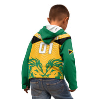 Personalised Jamaica Football Kid Hoodie Reggae Girlz Lion Sporty Style - Wonder Print Shop