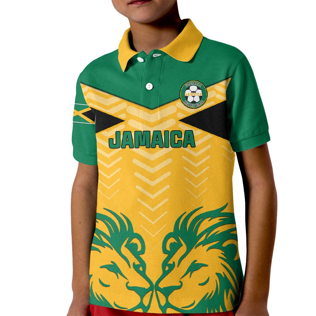 Personalised Jamaica Football Kid Polo Shirt Reggae Girlz Lion Sporty Style - Wonder Print Shop