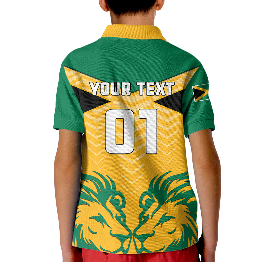 Personalised Jamaica Football Kid Polo Shirt Reggae Girlz Lion Sporty Style - Wonder Print Shop