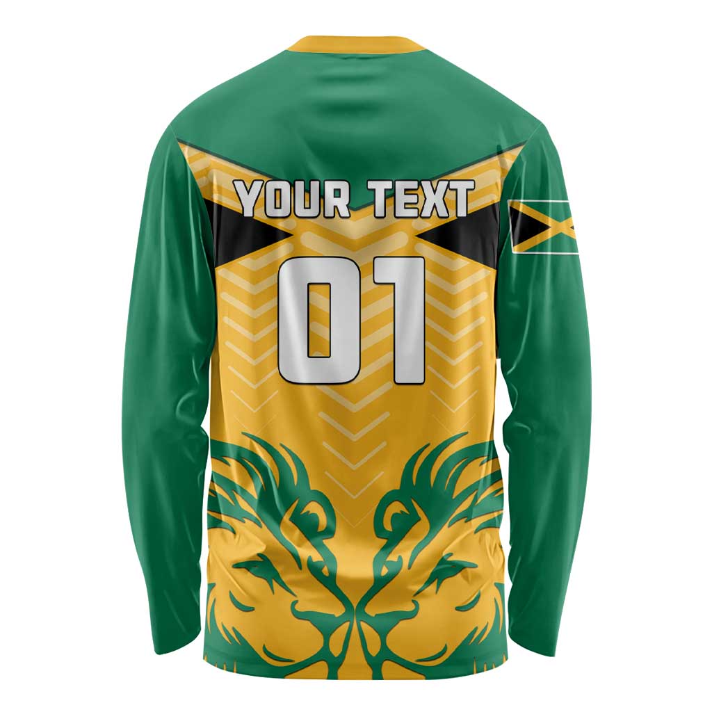 Personalised Jamaica Football Long Sleeve Shirt Reggae Girlz Lion Sporty Style LT01