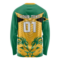 Personalised Jamaica Football Long Sleeve Shirt Reggae Girlz Lion Sporty Style LT01