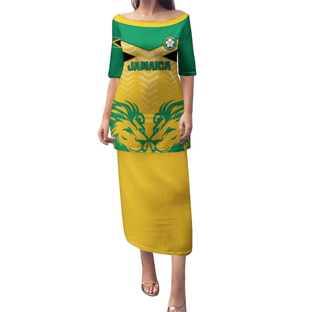 Personalised Jamaica Football Puletasi Reggae Girlz Lion Sporty Style - Wonder Print Shop