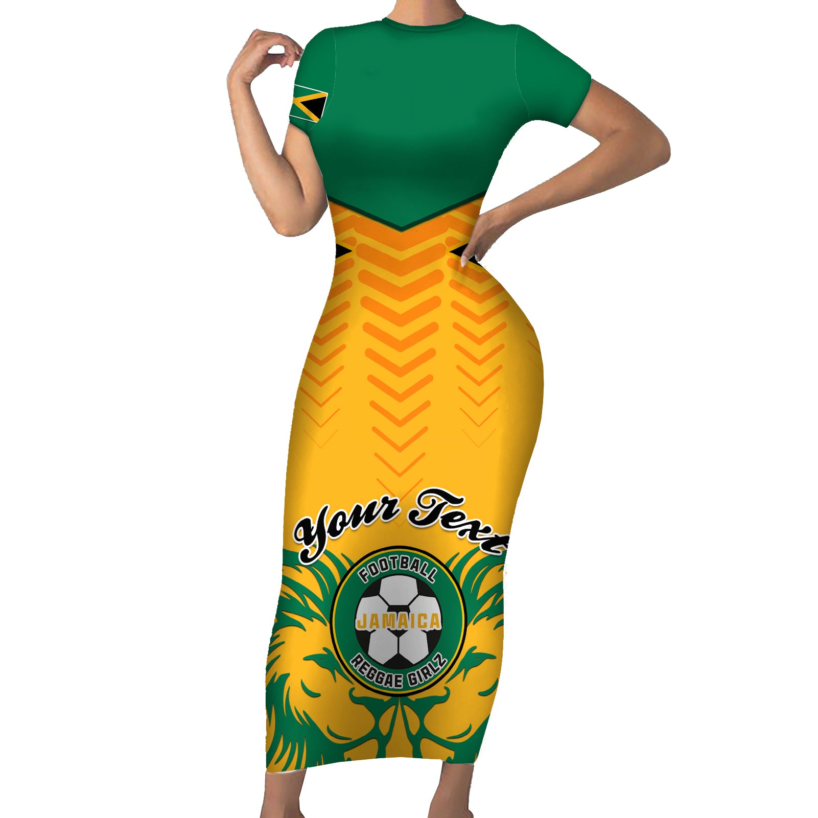 personalised-jamaica-football-short-sleeve-bodycon-dress-reggae-girlz-lion-sporty-style