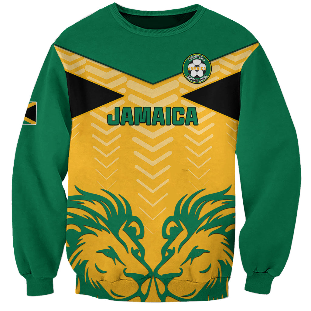 Personalised Jamaica Football Sweatshirt Reggae Girlz Lion Sporty Style - Wonder Print Shop