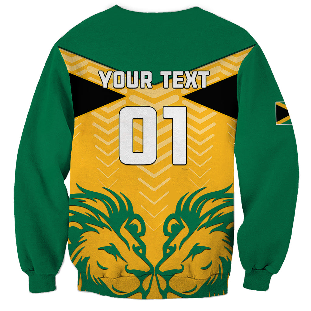 Personalised Jamaica Football Sweatshirt Reggae Girlz Lion Sporty Style - Wonder Print Shop