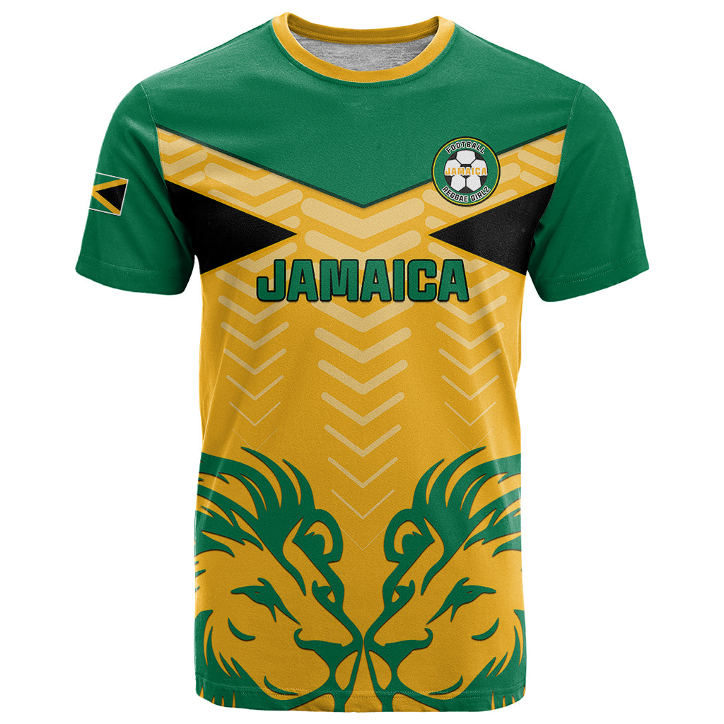 Personalised Jamaica Football T Shirt Reggae Girlz Lion Sporty Style - Wonder Print Shop
