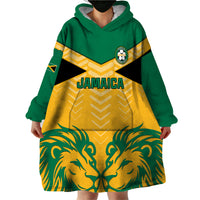 Personalised Jamaica Football Wearable Blanket Hoodie Reggae Girlz Lion Sporty Style - Wonder Print Shop